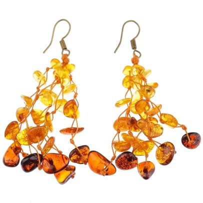 Серьги с янтарём &quot;Янтарная кисть&quot;, артикул 1078-1